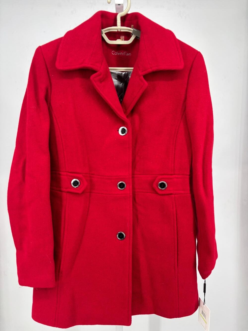 Calvin Klein Overcoat Womens 4 Mid Red Elegant Preppy Urban Business Career NWT